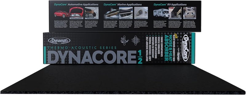 Dynamat DynaCore ½” Thick Lightweight Black Thermo-Acoustic Insulating Fiber for Cars, Trucks, Boats, RVs & More – Dissipates Sound & Absorbs Heat – Made in USA – 32" x 54" Sheet, 12 sq ft Coverage - Image 1